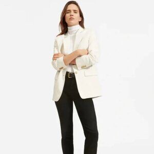 Everlane Women's Linen Cotton Blazer Jacket Bone Cream Fully Lined Size 0 NWT
